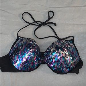 PINK sequin bikini top